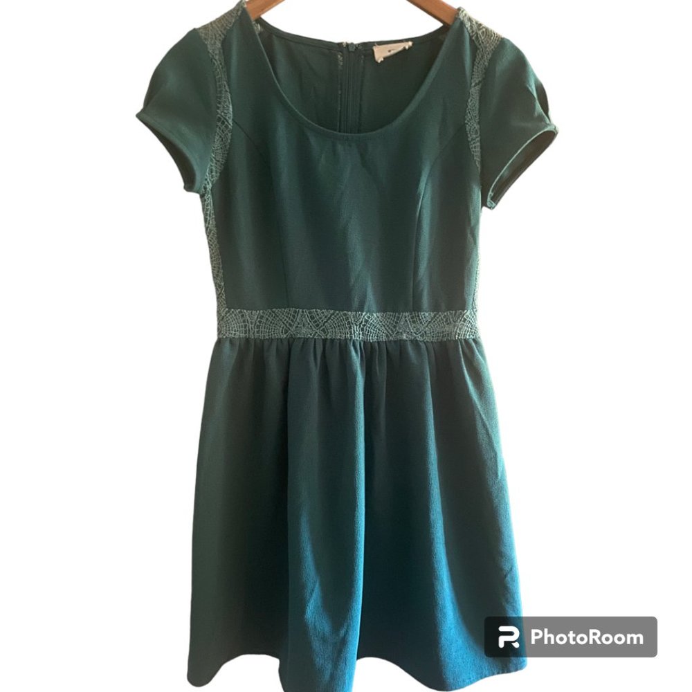 Pins and Needles by Anthropologie‎ Women's Emerald Cap Sleeve A-Line dress Sz 2